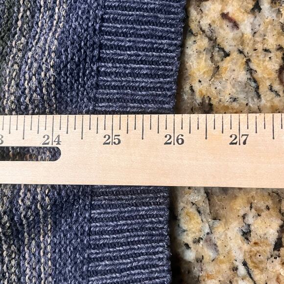 Bill Blass Men’s Medium Knit Sweater Navy Blue Tan Long Sleeve Sweatshirt - Picture 6 of 7